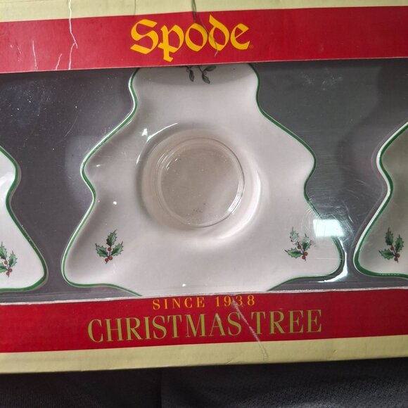 Spode Christmas Tree  Votive Candle Holders Set Of 3 NOS - Picture 7 of 10